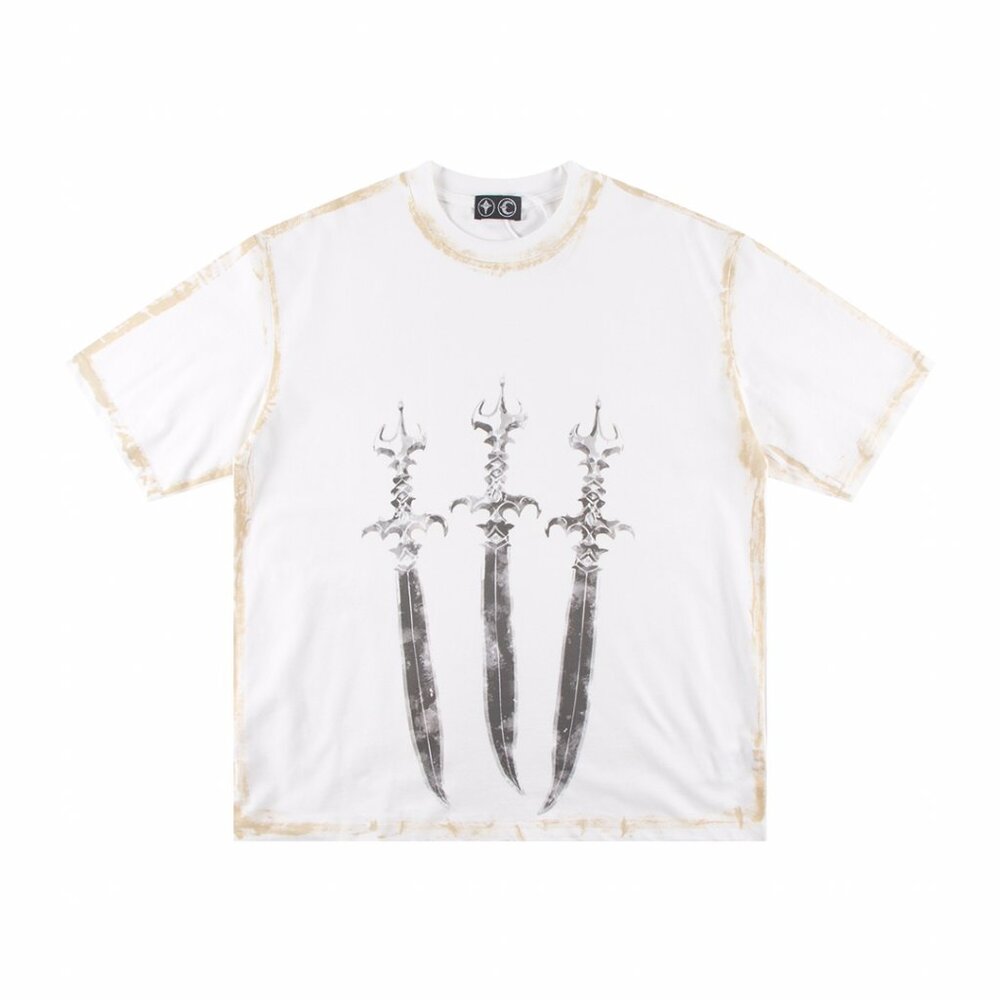 Thug Club White Distressed T Shirt With Sword Graphics